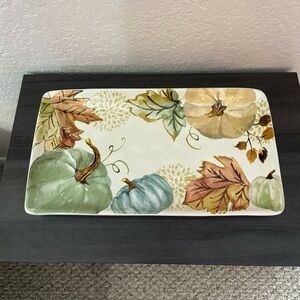 Fall Pumpkins with Leaves Rectangular Serving Tray